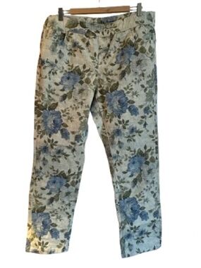 D & Co. Floral Print Blue and Green Jean - Size L